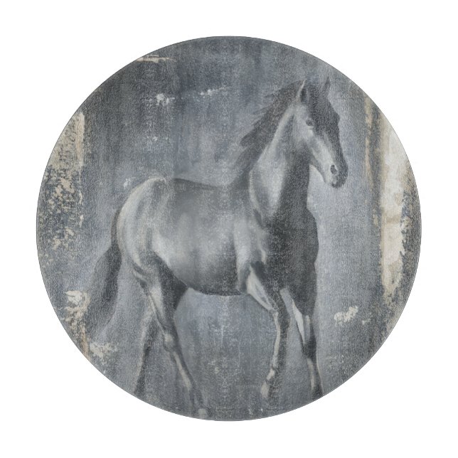 Black Running Stallion Cutting Board (Front)