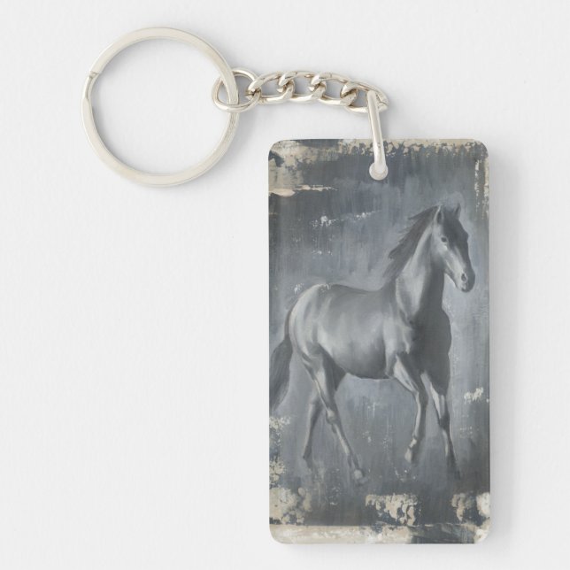 Black Running Stallion Key Ring (Front)