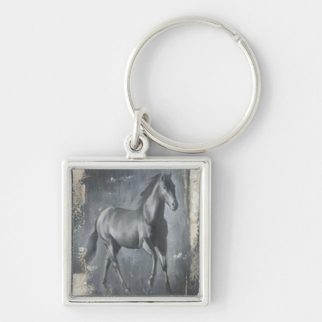 Black Running Stallion Key Ring (Front)