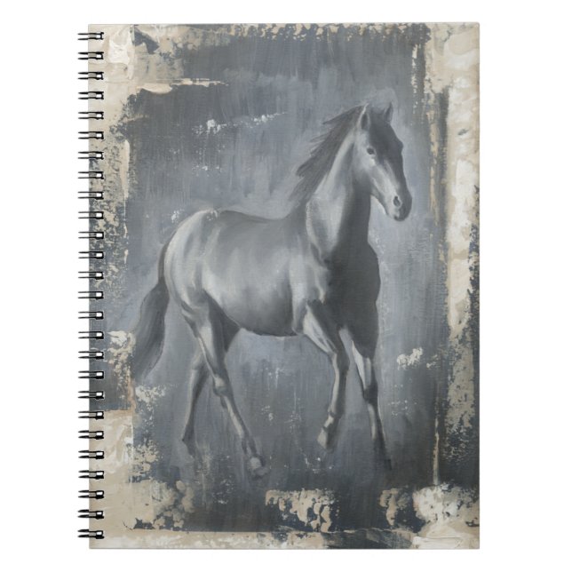 Black Running Stallion Spiral Notebook (Front)