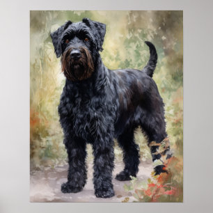 Black Russian Terrier Dog Art Print Poster