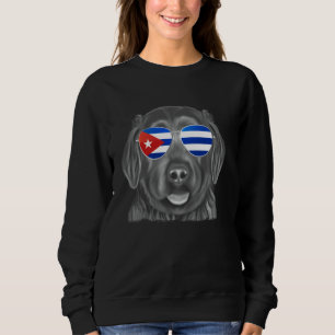 Black Russian Terrier Dog Cuba Flag Sunglasses Sweatshirt