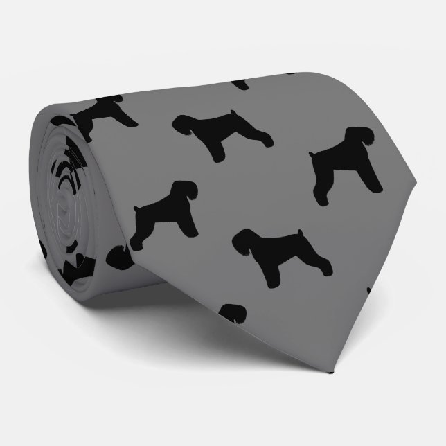 Black Russian Terrier Dog Silhouettes Pattern Tie (Rolled)