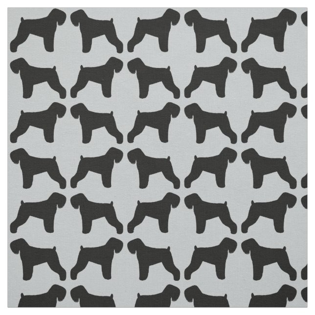 Black Russian Terrier Dog Silhouettes Patterned Fabric (Swatch)