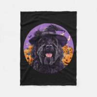 Black Russian Terrier Dog Whitch Hat Halloween