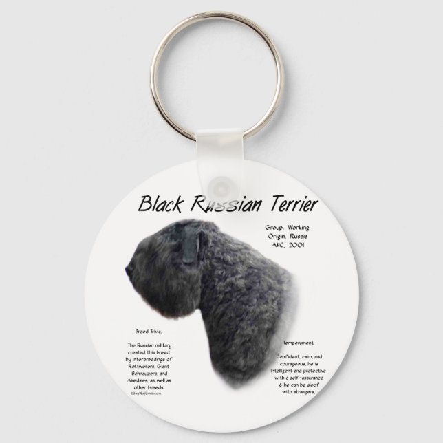 Black Russian Terrier History Design Key Ring (Front)