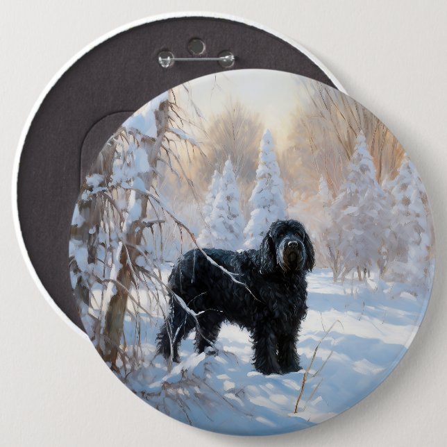 Black Russian Terrier Let It Snow Christmas  6 Cm Round Badge (Front & Back)