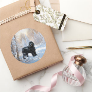 Black Russian Terrier Let It Snow Christmas Classic Round Sticker