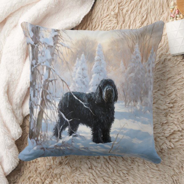 Black Russian Terrier Let It Snow Christmas  Cushion (Blanket)