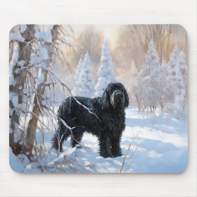 Black Russian Terrier Let It Snow Christmas  Mouse Pad (Front)