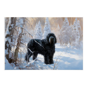 Black Russian Terrier Let It Snow Christmas Poster