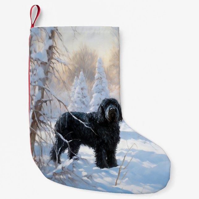 Black Russian Terrier Let It Snow Christmas  Small Christmas Stocking (Front)