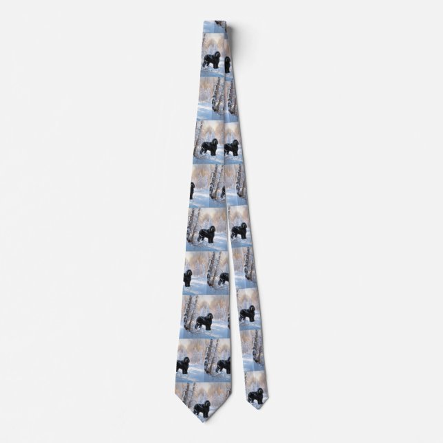 Black Russian Terrier Let It Snow Christmas  Tie (Front)
