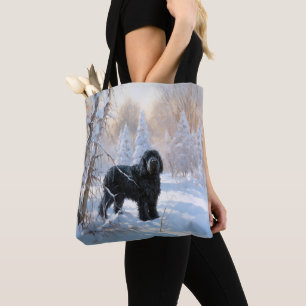 Black Russian Terrier Let It Snow Christmas Tote Bag