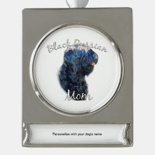 Black Russian Terrier Mum 2 Silver Plated Banner Ornament