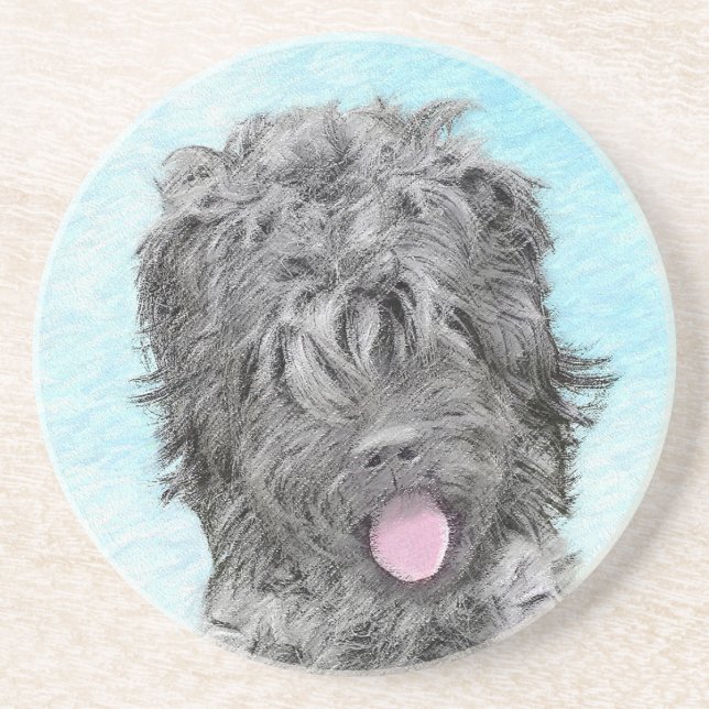 Black Russian Terrier Painting - Cute Original Dog Coaster (Front)