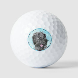 Black Russian Terrier Painting - Cute Original Dog Golf Balls