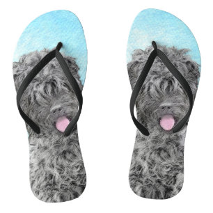 Black Russian Terrier Painting - Cute Original Dog Jandals