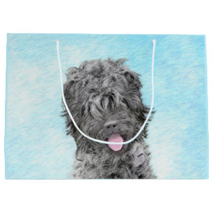 Black Russian Terrier Painting - Cute Original Dog Large Gift Bag