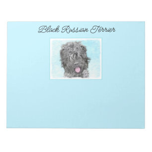 Black Russian Terrier Painting - Cute Original Dog Notepad