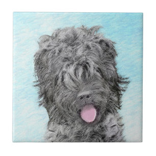 Black Russian Terrier Painting - Cute Original Dog Tile