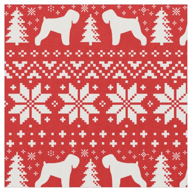 Black Russian Terrier Silhouettes Christmas Dogs Fabric (Close Up)