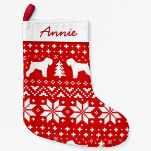 Black Russian Terrier Silhouettes Dogs Holiday Red Small Christmas Stocking