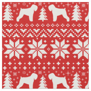 Black Russian Terrier Silhouettes Holiday Pattern Fabric