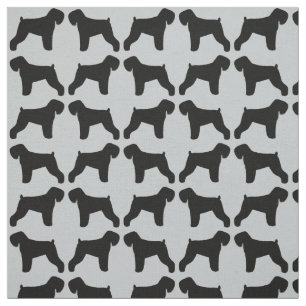Black Russian Terrier Silhouettes Pattern Fabric