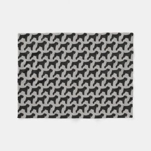 Black Russian Terrier Silhouettes Pattern Fleece Blanket