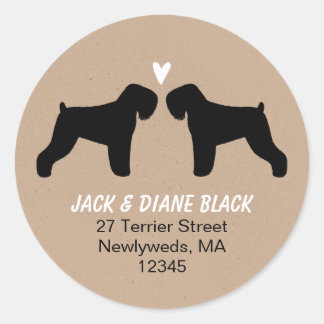 Black Russian Terrier Silhouettes Return Address Classic Round Sticker