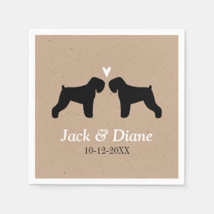 Black Russian Terrier Silhouettes with Custom Text Napkin