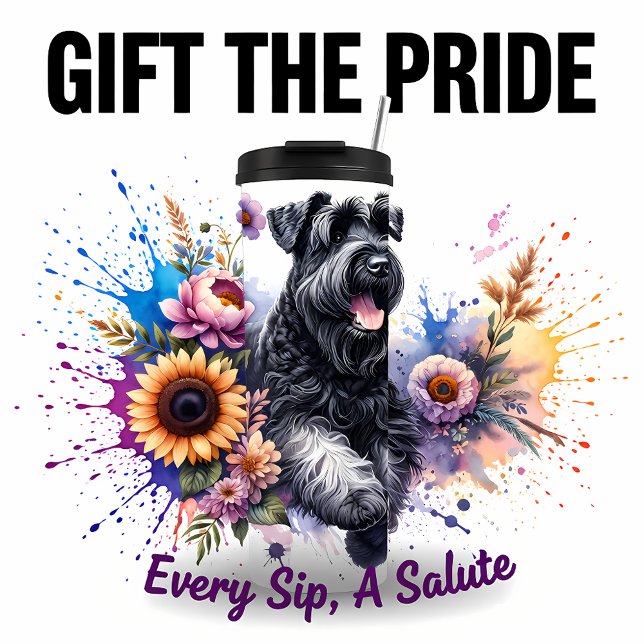 Black Russian Terrier's Floral Power Thermal Tumbler (Creator Uploaded)