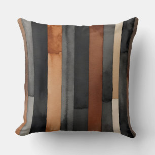 Black, rust, charcoal and bronze stripes cushion