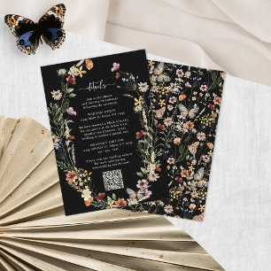 Black Rustic Boho Wildflower Enclosure Card
