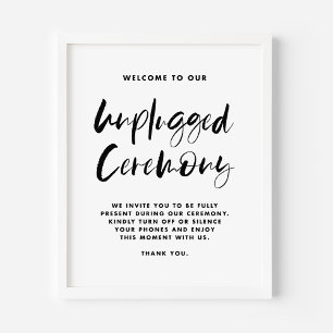 Black Rustic Calligraphy Unplugged Ceremony Poster