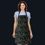 Black Rustic Christmas Botanical Pattern Apron<br><div class="desc">Festive and rustic apron featuring hand drawn illustration of winter greenery.</div>