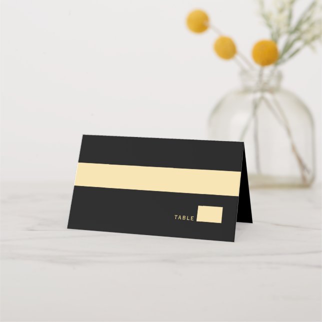 Black Rustic Gold Circle Frame Ampersand Wedding Place Card (Front)