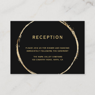 Black Rustic Gold Circle Frame Wedding Reception Enclosure Card
