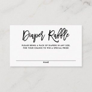 Black Rustic Hand Lettering Diaper Raffle Card