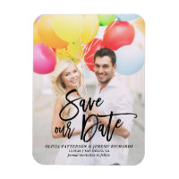 Black Rustic Hand Lettering Photo Save Our Date
