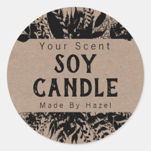 Black Rustic Kraft Soy Candle Labels
