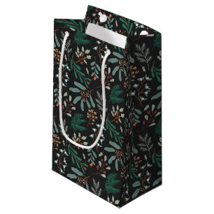 Black Rustic Winter Botanical Small Gift Bag