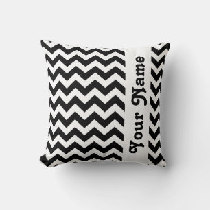 Black Safari Chevron with custom text Cushion