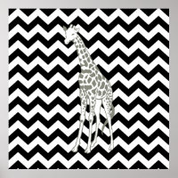 Black Safari Chevron with Pop Art Giraffe