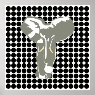 Black Safari Dot with Pop Art Elephant Poster