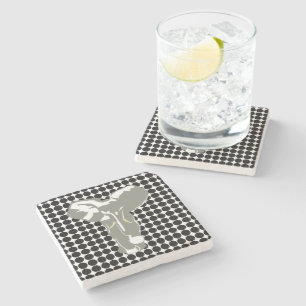 Black Safari Dot with Pop Art Elephant Stone Coaster