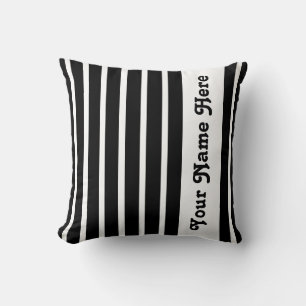 Black Safari Stripe Pillow with name