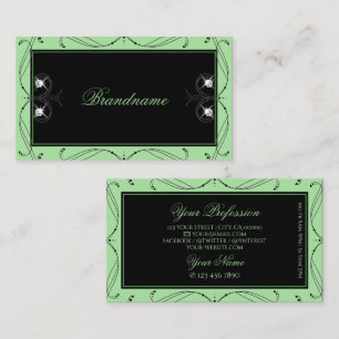 Black Sage Green Sparkle Jewels Ornate Ornaments Business Card