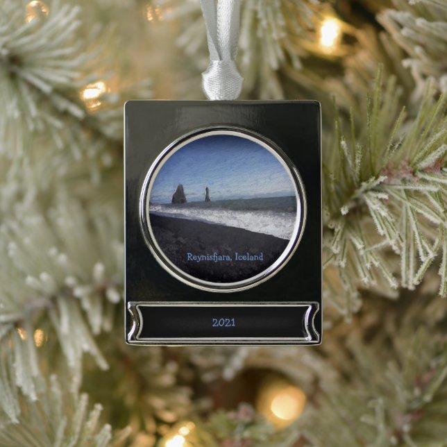 Black Sand Beach, Iceland Ceramic Ornament (Tree)